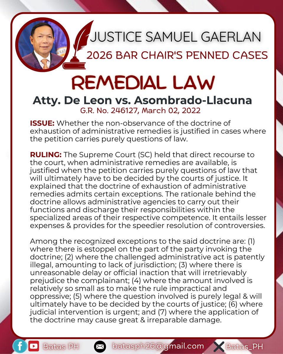 Batas_Ph's tweet photo. JUSTICE SAMUEL GAERLAN PENNED CASE!!⚖️👨‍⚖️

Atty. Roberto De Leon vs. Lourdes Asombrado-Llacuna 
G.R. No. 246127, March 02, 2022 

#StrivewithHopeandGrit #Bar2026 #AweSAMbar2026 #getthatbar2026
#SuccessAchievedthroughMerit #batasph https://t.co/zzCHk4eIAF