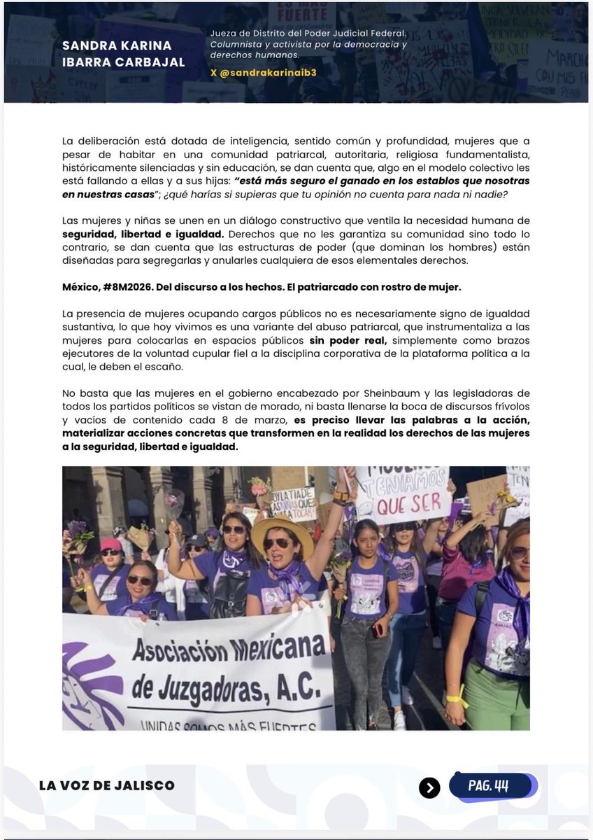 sandrakarinaib3's tweet photo. Ya salió mi columna: “Ellas hablan” 
📍caso real de la sistemática violación de más de 100 mujeres y niñas en bolivia
📍el fenómeno de las mujeres de la clase política instrumentalizadas para obedecer órdenes cupulares de la plataforma política que las colocó en el cargo #8M2026 https://t.co/BNXtB0glHI