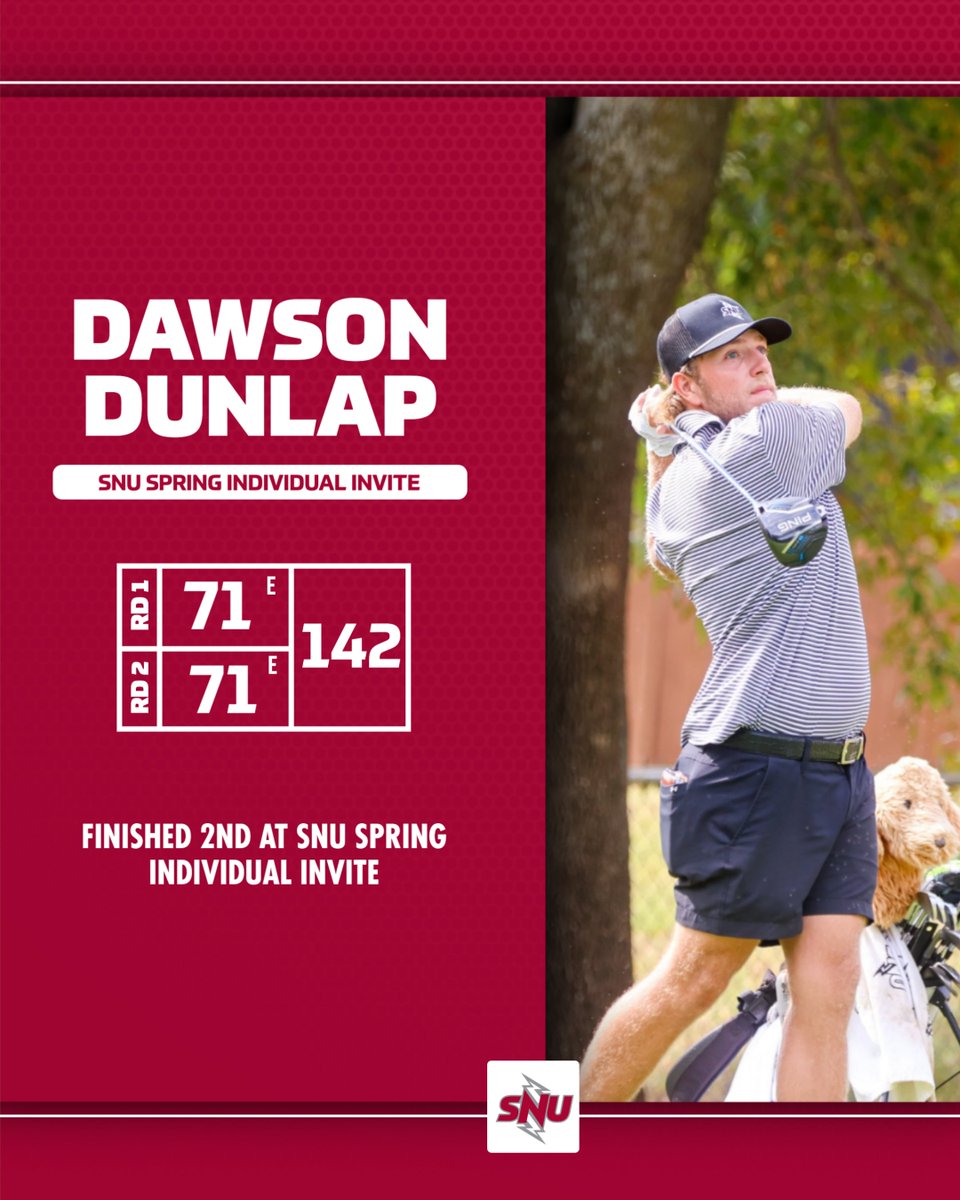 𝗦𝘁𝗶𝗹𝗹 𝗗𝗼𝗺𝗶𝗻𝗮𝘁𝗶𝗻𝗴 👏

Dawson Dunlap led the Crimson Storm at the SNU Spring Individual Invite. He shot two rounds of 71 to finish 2nd in the tournament!

#BoltsUp⚡️