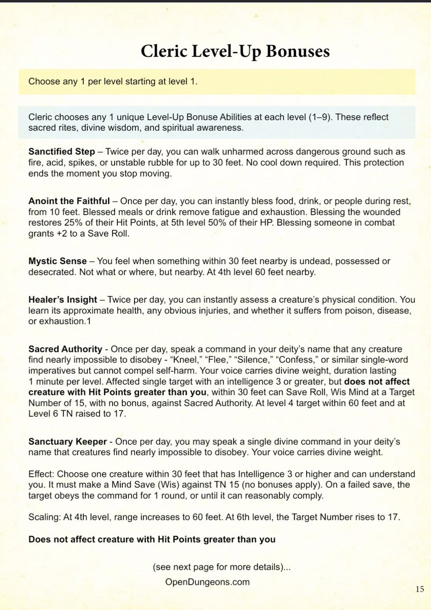 OD_RPG's tweet photo. @CorpseKings Default Abilities and Level-Up Bonuses π #OpenDungeons #DnD #ADnD #ODRPG https://t.co/ZfepKTdC2W