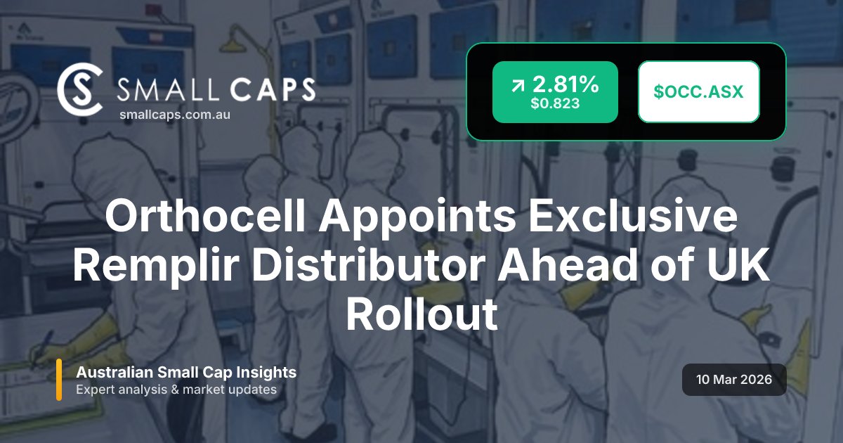 SmallCapsASX's tweet image. Orthocell Appoints Exclusive Remplir Distributor Ahead of UK Rollout

#ASX #SmallCaps #OCC

smallcaps.com.au/article/orthoc…