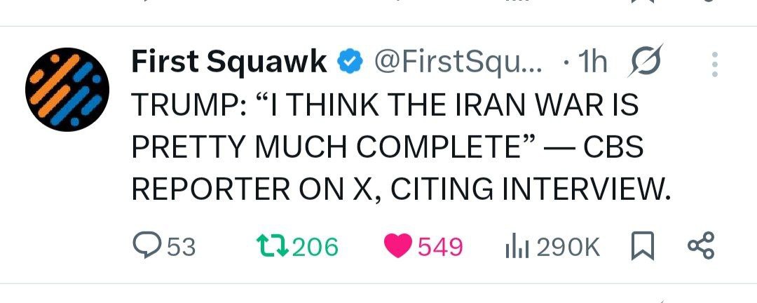BREAKING: TRUMP says iran war is almost done ✅ 

Oil prices collapse below $84/barrel, now down over -30% since last night’s highs. Gift Nifty 400+
#Nifty50
#Sensex