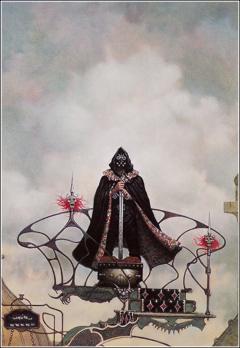 Just absolutely hilarious how intimidating this pic is despite the fact that the lining of Severian’s cape is the same pattern as your grandma’s couch.