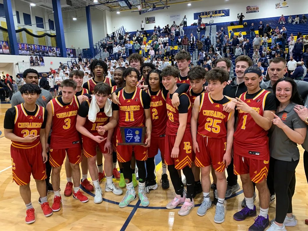 BCpresident0718's tweet photo. Congratulations to our varsity basketball team on winning the North Sectional Championship Game. 

The Crusaders will play for the state championship on Thursday!

Congratulations to the coaches and players! We look forward to Thursday. https://t.co/ZrFv0W3VPS