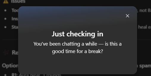 PlsMindTheGab's tweet photo. Ironic, posting this at 2am. Reminds me of this netflix-style break modal I got a while back. 

And no, its not good to get this 😂 https://t.co/ekIAJLVlTA
