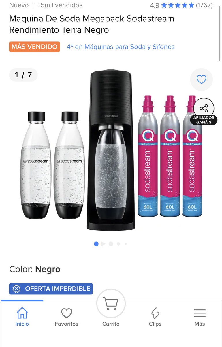 MLtodoofertas's tweet photo. 🔥 37% OFF en esta SodaStream Terra Megapack
Ideal para hacer soda en casa, rendidora y súper práctica para el día a día 🙌
Aprovechá la oferta antes de que cambie 👇
https://t.co/dt1q4ejEb8

🔍 Código en Mercado Libre: LU9X5H-QN7C

#Oferta #SodaStream #MercadoLibre #Descuento https://t.co/6piOhM1i3h