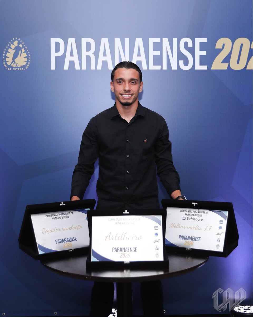 👏 Felipe Chiqueti recebeu hoje três prêmios individuais do Campeonato Paranaense 2026.

🏆 Revelação do campeonato
🏆 Artilheiro do campeonato
🏆 Maior média - Sofascore

Parabéns, piá do Caju 🌪️

📸 Duda Matoso/athletico.com.br