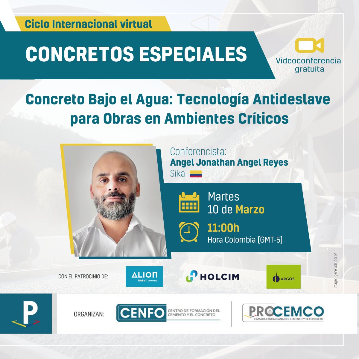 ¿Vaciados bajo agua? 
🌊 El Concreto Antilavado es la clave. Evita la dispersión de finos y garantiza la cohesión de la mezcla en las condiciones más difíciles. 🏗️🛠️

¡Mañana videoconferencia sin costo!

📅 Martes 10 de marzo 
🕙 11:00 a.m. hora Colombia
🔗us02web.zoom.us/webinar/regist…