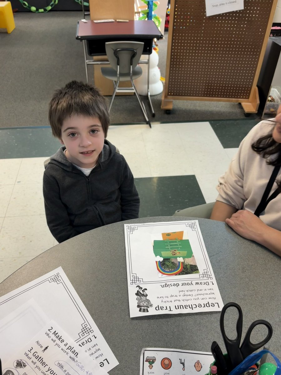 Best day! We started the plans for our yearly Leprechaun trap project! Today they found out their groups, drew a design for their traps, and decided what materials they will need 🍀