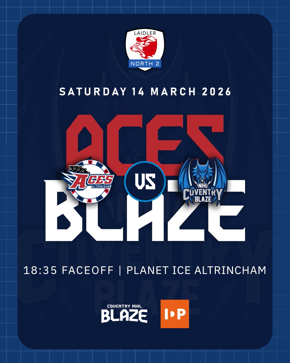 NIHLBlaze's tweet photo. Rounding Out The Regular Season This Weekend 🔥

🆚 Altrincham Aces
📆 Saturday 14th March
⏰ 18:35 Faceoff
📍 Planet Ice Altrincham

🆚 Sheffield Titans
📆 Sunday 15th March
⏰ 18:30 Faceoff
📍 Skydome Arena
🎟️ Remember, wear a Blaze jersey and get admission for just £5‼️ https://t.co/Iaq23FBFfj