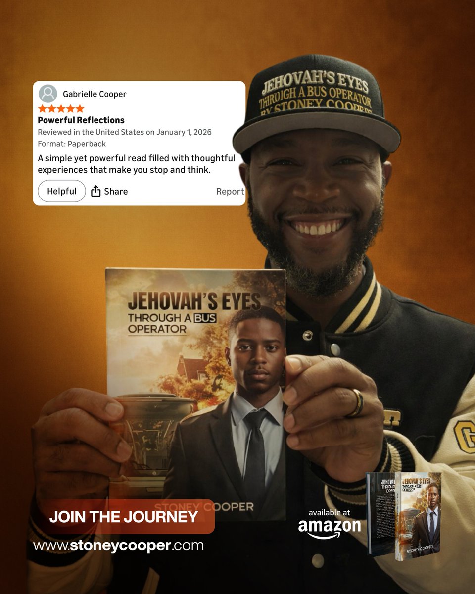 StoneyCooper's tweet photo. “Simple yet powerful.”

Those words mean so much. This book was written to offer thoughtful moments that slow you down and invite reflection.

Grab Your copy: https://t.co/J5s7rmtwNd

#StoneyCooper #JehovahsEyesThroughABusOperator #FaithJourney #ChristianAuthor #BookReview https://t.co/EzFgqUJ8LA