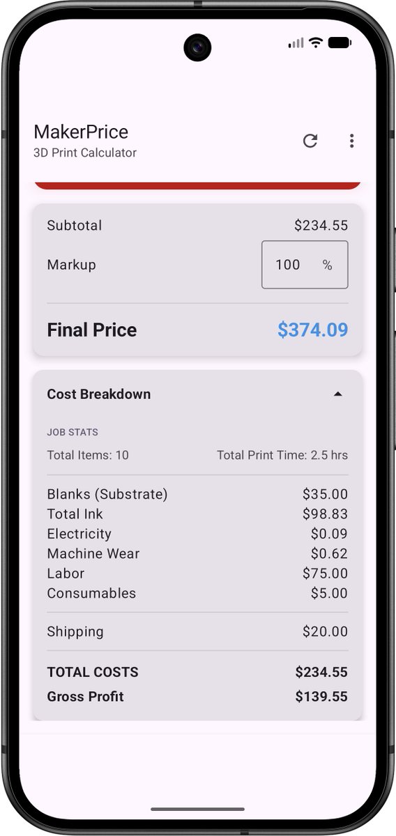 Wright_AZ's tweet photo. 🔥 MakerPrice v1.5.0 is HOT — UV Printing support has landed!

Calculate real UV print job costs —  using simple or Advanced Ink Mode.

Stop guessing what to charge. 💰

📲 Update now: https://t.co/ehK9Cw1QPI

#MakerPrice #UVPrinting #MakerBusiness #PrintShop https://t.co/909n4eEt6q
