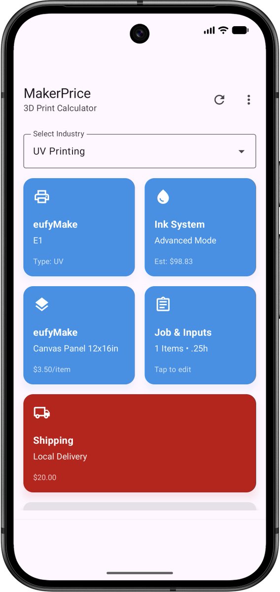 Wright_AZ's tweet photo. 🔥 MakerPrice v1.5.0 is HOT — UV Printing support has landed!

Calculate real UV print job costs —  using simple or Advanced Ink Mode.

Stop guessing what to charge. 💰

📲 Update now: https://t.co/ehK9Cw1QPI

#MakerPrice #UVPrinting #MakerBusiness #PrintShop https://t.co/909n4eEt6q