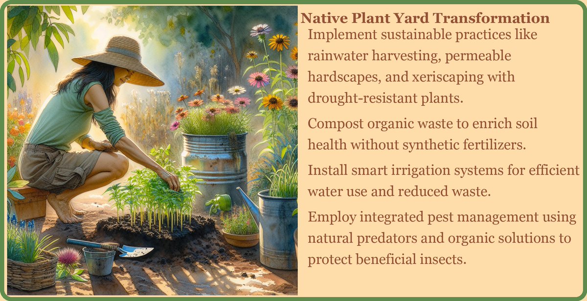 GreenPlanetYou's tweet photo. Transform your backyard into a thriving ecosystem with native plants and sustainable practices for a greener tomorrow! 🌿✨ #greenliving #green #environment #ecofriendly #sustainability #greenchoices #greenlifestyle #EcoFriendlyHome #SustainableLiving #HomeImprovements https://t.co/TTFAAHRIaA
