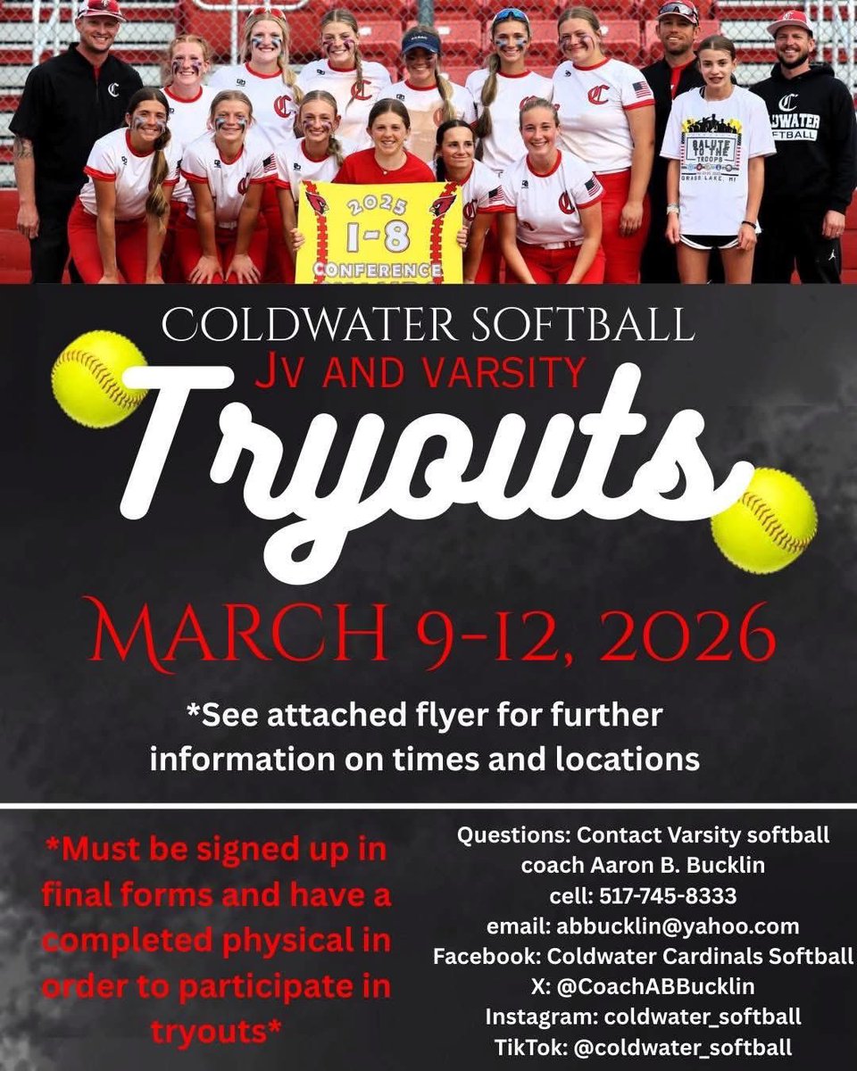 Coldwater Cardinals Softball tweet media