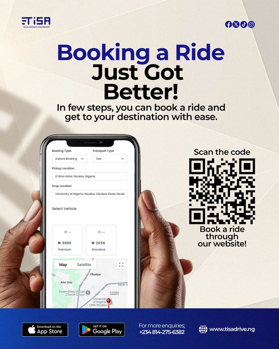 TisaDrive's tweet photo. Your Ride, Your Way—No App Required! 

​We heard you, and we’re making moves! At TISA Drive, we believe nothing should stand between you and your destination. 
​Introducing: TISA Web Booking 🌐
​
​🤗 Experience it now: https://t.co/tqZbrOcvCV https://t.co/OrzI5zAaqX