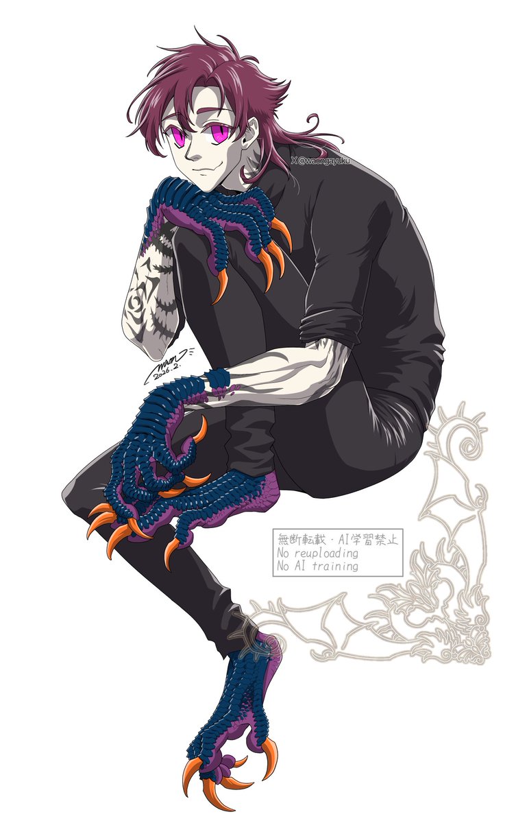 オリジナルキャラクター描かせて頂きました！スラッとした体つきにゴリゴリ鱗のでかい手足がたまんないですね！！姿変えられる生き物は素晴らしい👏リクエストありがとうございました！

Skebリクエストはプロフィールのリンクから受付けてます✏️
#Skeb募集中