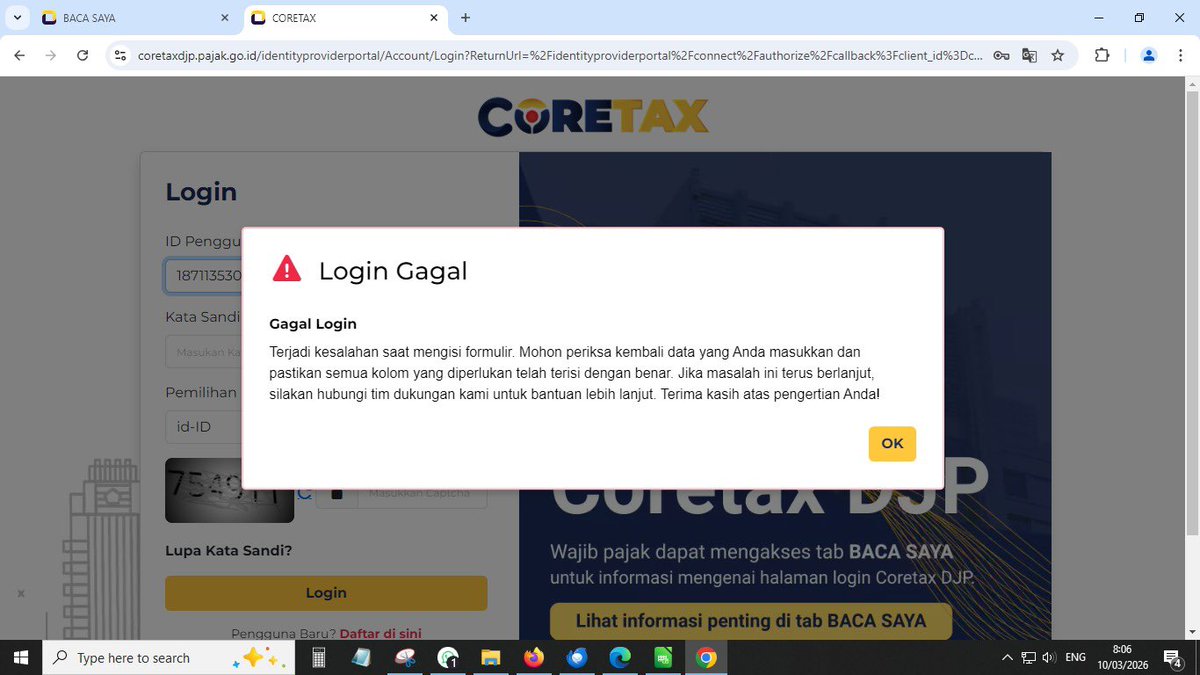 mayaaarisma's tweet photo. @kring_pajak kak knpa aku ga bisa lapor pajak nih? Aku harus tanya sapa? https://t.co/55YLgd85Yu