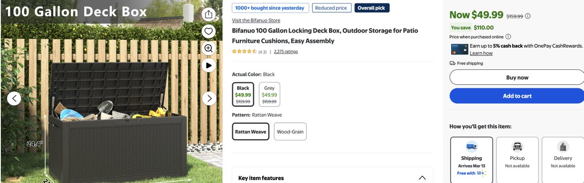 ONLY $49.99! 100 GALLON LOCKING DECK BOX

Normally $159.99 #ad 

mavely.app.link/rHVarBJHn1b