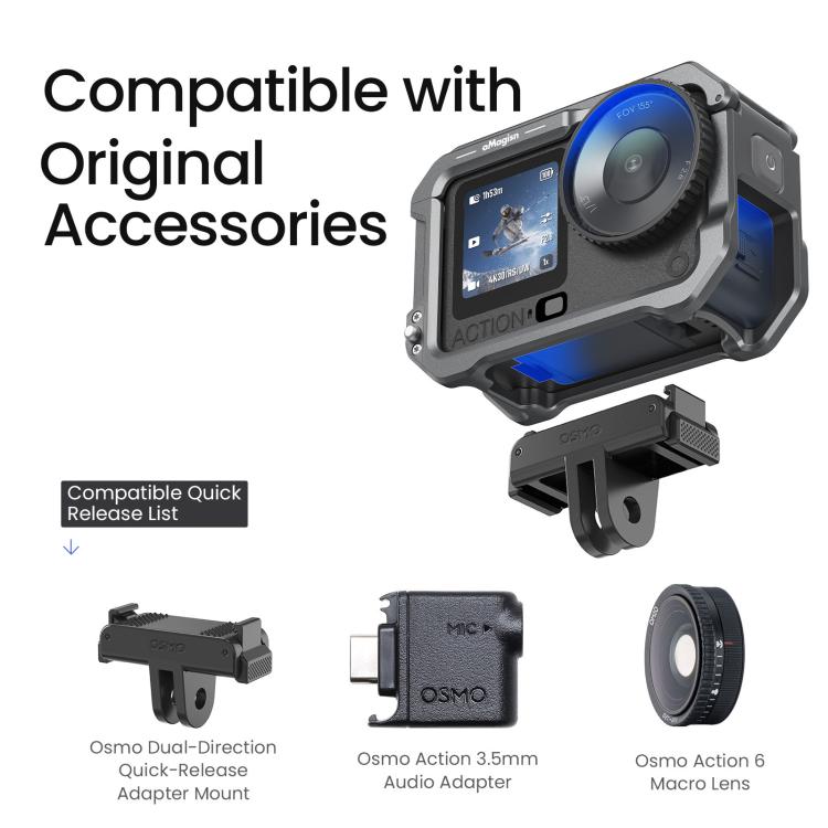 SunskyOnline's tweet image. For DJI OSMO Action 6 Metal Quick-Release Frame
 
➤ Lightweight &amp;amp; Durable Aluminum Alloy
➤ Two-Finger Press Quick-Release Lock
➤ Silicone Lens Cover + Anti-Shake Pads
➤ Cold Shoe Mount &amp;amp; Full Port Access
 
👉bit.ly/4bxIttT
#OsmoAction6 #CameraProtection #VlogSetup