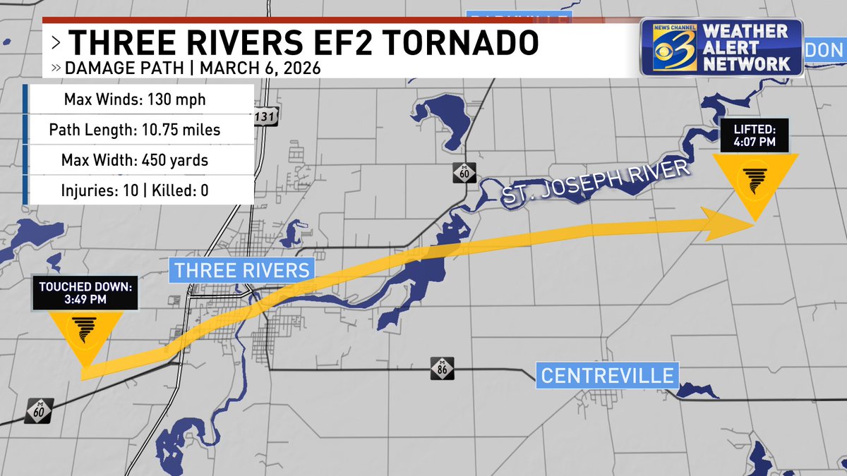 Two Rivers Torando A look at the path and details of the Three Rivers EF2 tornado on March ...