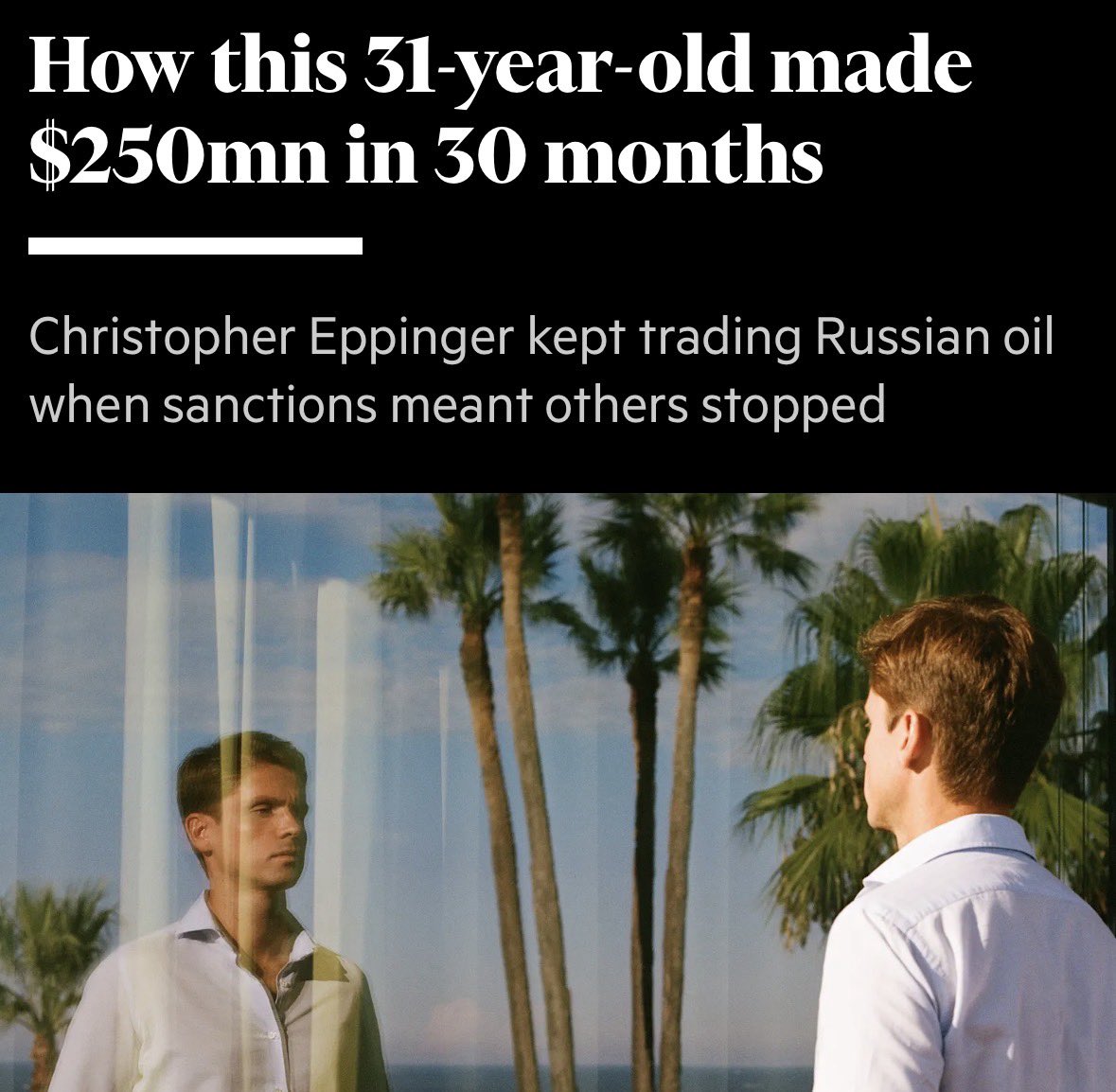 The New Marc Rich?

> be german oil trader 

>obsessed with dallas since childhood >see jr ewing drinking champagne and trading oil >decide "yeah that’s gonna be me"

> go to kazakhstan young > just making contacts and smoking cigarettes in -40C oil fields

> buy crude in cash