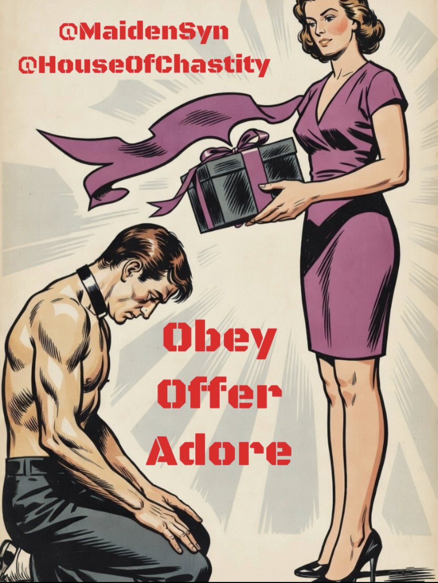 MaidenSyn's tweet photo. “They say never show up empty-handed to a Domme.”
 😈  I say never show up standing up without permission either — so kneel first, present the offering second. https://t.co/rH2oR3Egpx