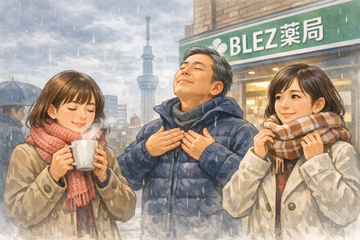 BLEZ_pharmacy's tweet photo. おはようございます！
今日は曇りや雨で冷えますね☔️
体が冷えると不調が出やすいので、首元を温めて深呼吸を意識しましょう。温かい飲み物で内側からも保温を🍵
どうぞ健やかにお過ごしください‼️

#BLEZ #asakusa #japan #pharmacy #浅草 #薬局 https://t.co/utXdIsMayt