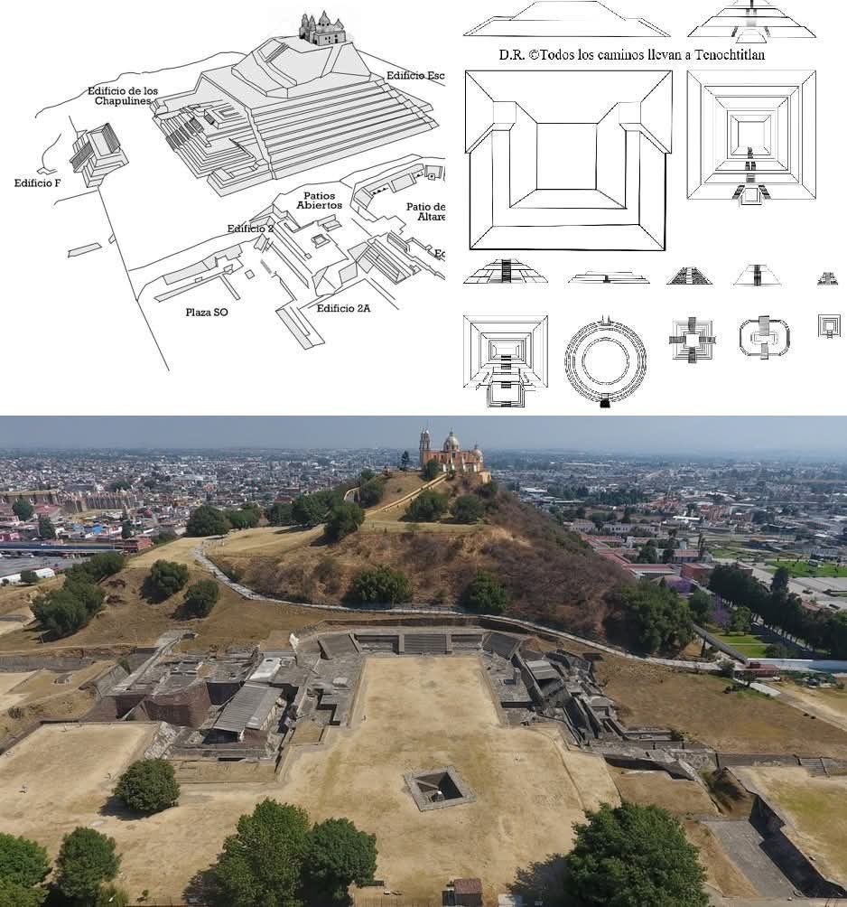 CHOLULA
(300 a.n.e. - 1521 d.n.e.)

En los límites de Puebla y Tlaxcala, entre los volcanes Popocatépetl e Iztaccíhuatl (en el poniente) y el volcán La Malinche (en el oriente), cerca del río Atoyac, descansa la antigua Ciudad Sagrada Tollan Cholollan Tlachihualtépetl, «Gran