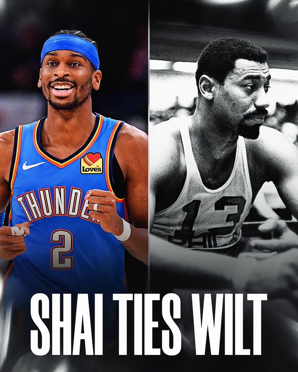 126 STRAIGHT 20+ POINT GAMES 🚨

Shai Gilgeous-Alexander has tied Wilt Chamberlain's all-time record!