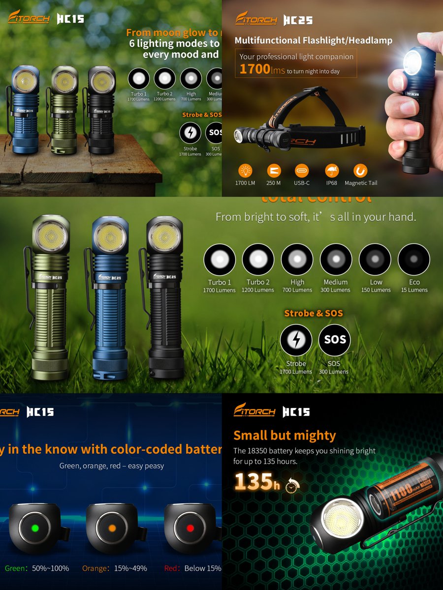 NoraChun2's tweet photo. Meet the HC15&amp;HC25 — part flashlight, part headlamp, all awesome.
1700 lumens of bright; Magnetic tail — sticks to anything metal; IPX8 waterproof? Bring on the rain;Type-C charging
👉 https://t.co/d0fSeIBQa1
#Fitorch #EverydayCarry #Headlamp #Flashlight #OutdoorGear #worklight https://t.co/VRcJwFmnah