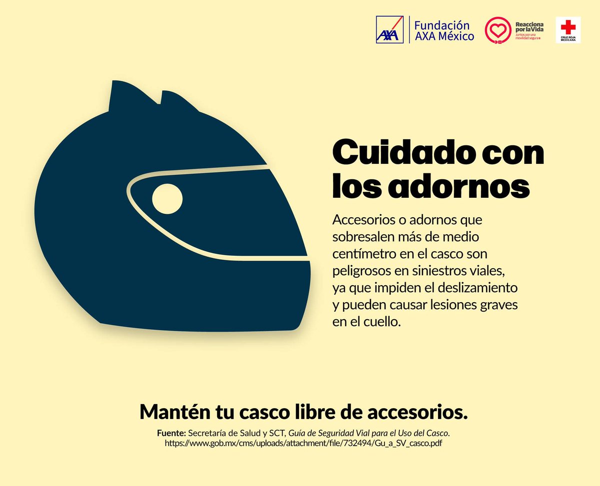 PrevCrmEdoMex's tweet photo. Los cascos con adornos suelen recibir modificaciones que dañan su funcionamiento al protegerte ante un impacto por un accidente.
#CeroMuertesViales #SoyResponsable https://t.co/jbQBvgM8CA