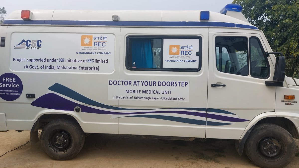 Today, CSC &amp; REC Foundation’s Mobile Medical Unit in Kanpura, Udham Singh Nagar, Uttarakhand welcomed a 104-year-old patient for a health check-up. CSC MMUs are bringing quality healthcare to doorsteps—benefiting people of all ages across communities. 💙
#CSCMMU #Uttarakhand