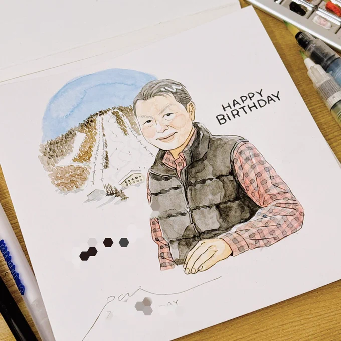 父と母への誕プレ ⊹₊⟡⋆˚⊹ ひさしぶりに自分の絵を額装しました