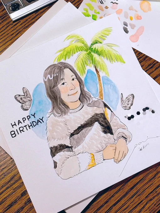 父と母への誕プレ ⊹₊⟡⋆˚⊹ ひさしぶりに自分の絵を額装しました