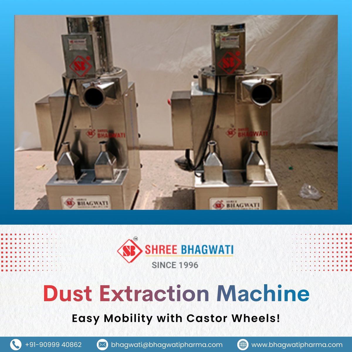 bhagwatipharma1's tweet photo. Keep tablet production clean with our Dust Extractor Machine. It removes powder during compression using a balanced air blowing system &amp; easy mobility.

Visit: https://t.co/sQ1wVqfJ3Z

#ShreeBhagwatiPharma #DustExtractionMachine #DustExtraction #PharmaMachines #TabletCompression https://t.co/6DGw1KfGDw
