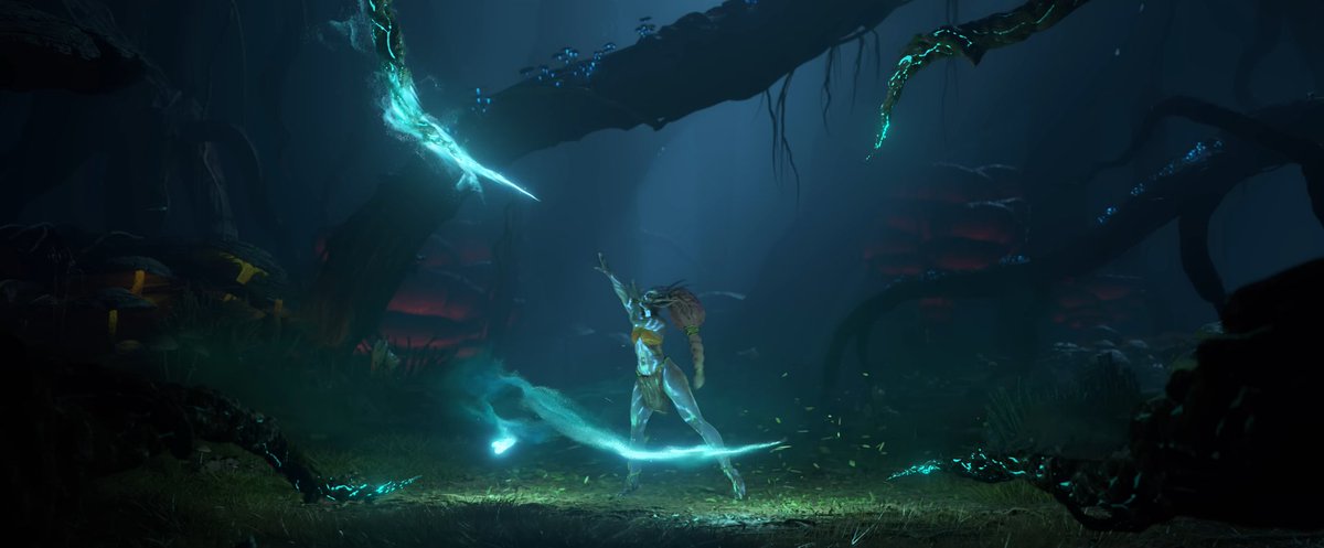 Portergauge's tweet photo. Looking back at the TWW launch cinematic too, Orweyna's segment is very clearly in Harandar, but the lighting looks nothing like how it does in Midnight.

I do wonder if they intended it to be like this at some point in development, and I wonder why it changed so much. https://t.co/oS9Hq8qrOg