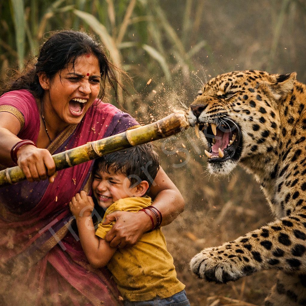 TraderSikesh's tweet photo. चार साल के बच्चे पर अचानक तेंदुए ने हमला कर दिया

मां ने अपने बच्चे को खतरे में देखा तो बिना डरे गन्ना उठा लिया

मां ने तेंदुए के जबड़े पर बार बार गन्ने से वार करना शुरू कर दिया

मां की हिम्मत देखकर तेंदुआ घबरा गया और वहां से भाग गया

मां ने अपनी जान की परवाह किए बिना अपने बच्चे की जान बचा ली

इसे कहते हैं मां की असली ताकत
