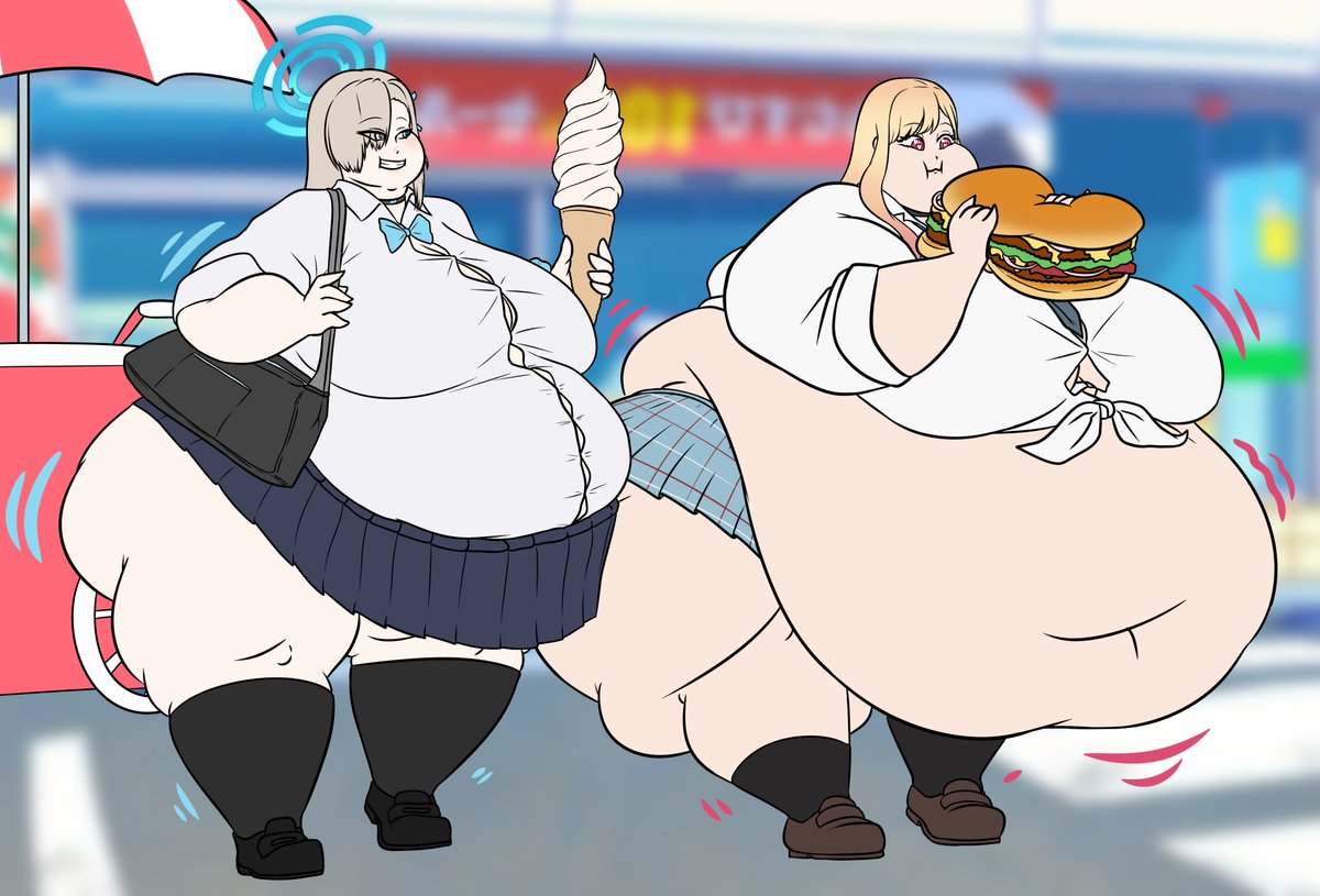 Poor Gojo, Marin's new friend sure enjoys inviting her for some food way too often, so that new cosplay outfit probably won't fit anymore.

flat colour cm of Kitagawa Marin and Asuna Ichinose just a "few" days late for Marin's birthday a few days back. >.>