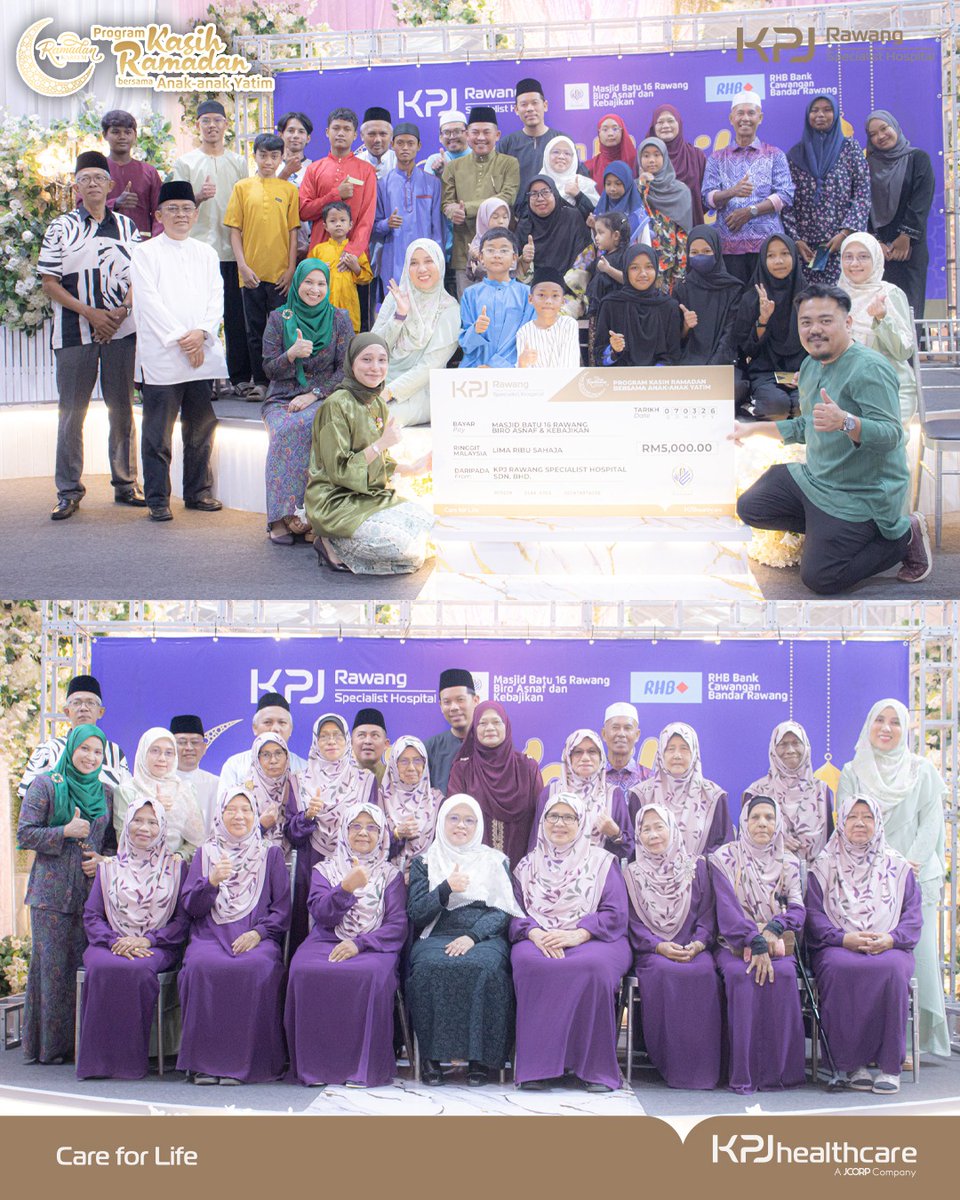 kpjrawang's tweet photo. ✨ Kasih Ramadan with Orphans

On 7 March 2026, KPJ Rawang Specialist Hospital in collaboration with Masjid Batu 16 Rawang (Asnaf &amp; Welfare Bureau) and RHB Bank Rawang Branch organised the Kasih Ramadan Programme with Orphans at KT Dewan Orkid, Batu 16 Rawang. https://t.co/HzSQbXx3ax