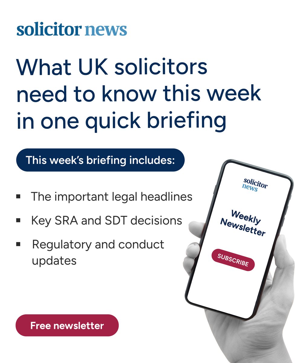 UK solicitors: stay ahead of the week.

Get the key legal headlines, SRA and SDT decisions, and regulatory updates in one quick briefing.

Subscribe to the free weekly newsletter:
solicitornews.co.uk/#newsletter

#UKLaw #Solicitors