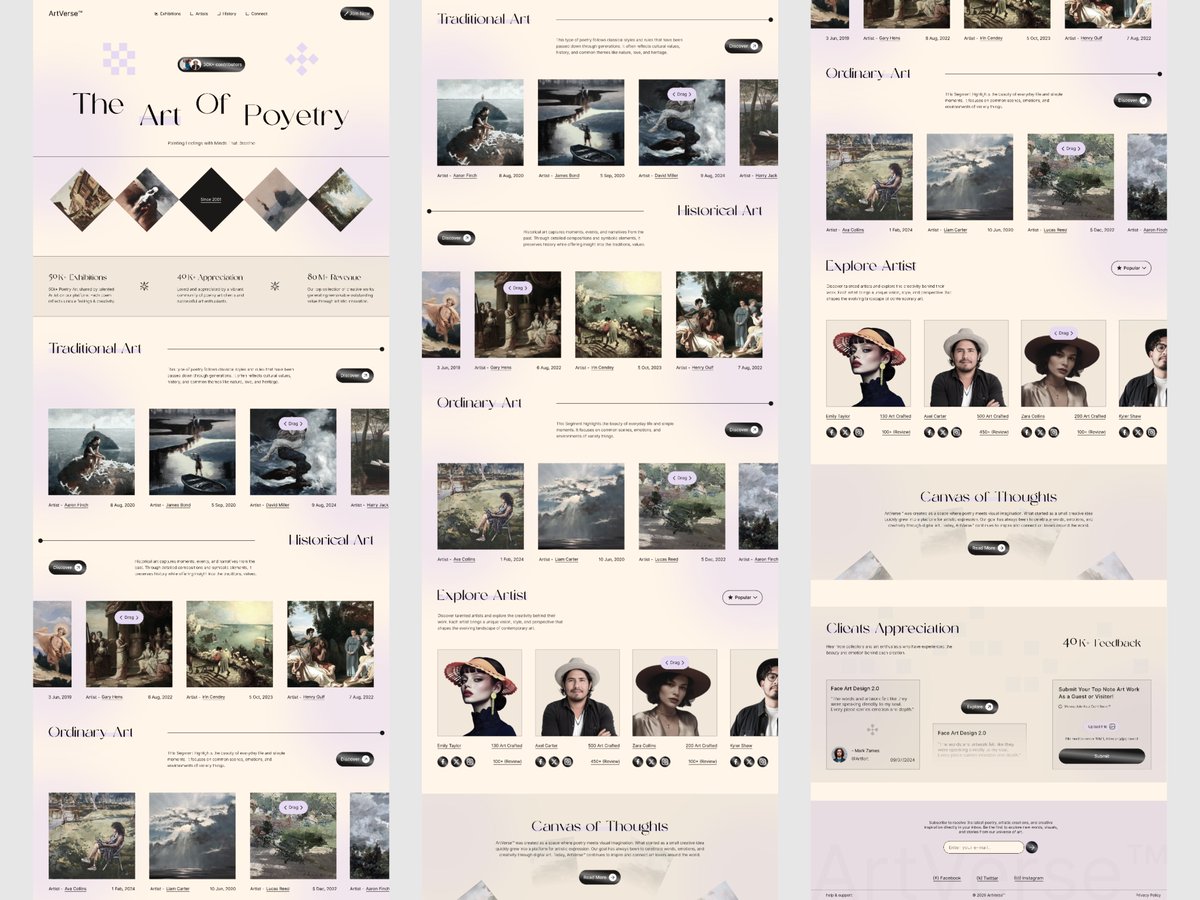 mdmizrah's tweet photo. ArtVerse™ Poetry Art Website UI
Shot link: https://t.co/7rKRuaUC5E
#website #poetryart #figma #websiteui #uiuxdesign https://t.co/ZmfewCj6BP
