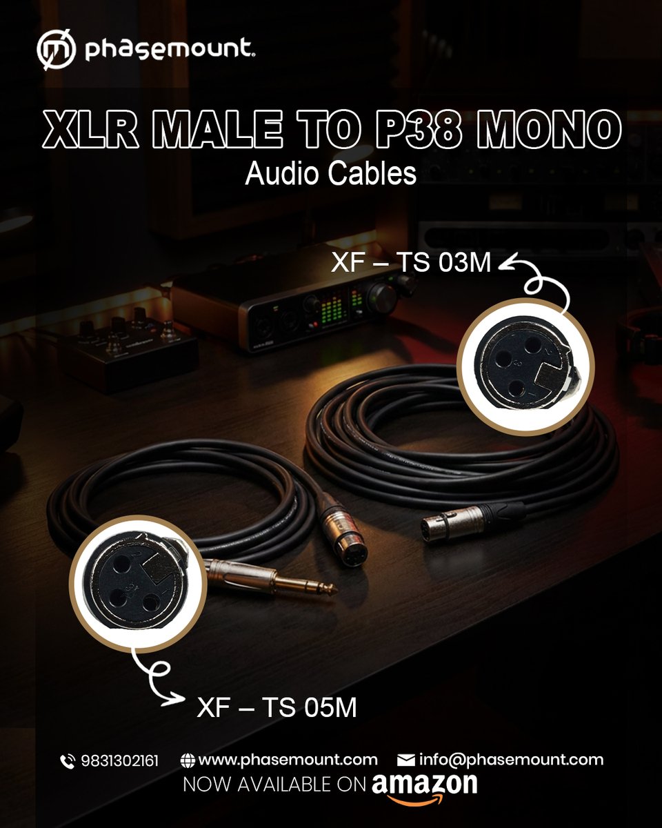 phasemount_ind's tweet image. When your audio rig needs that reliable connection, guess what we have?

XLR MALE TO P38 MONO audio cables, available both in 3 and 5 meters. These cables keep your tone tight and your connection solid. ✨

Shop from phasemount.com/cables/

#audiocables #studioessentials