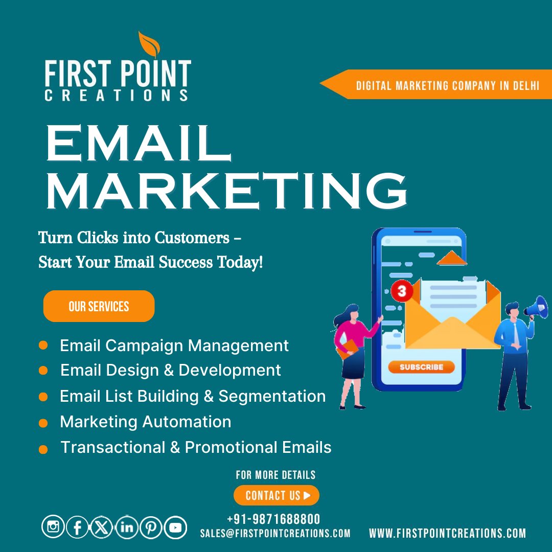 FirstCreat58663's tweet photo. Email marketing is one of the most effective ways to connect with your audience and build long-term customer relationships. With the right email strategy, businesses can promote services, share updates, and drive more website traffic. At First Point Creations, we create smart . https://t.co/NTm9V4lOOS