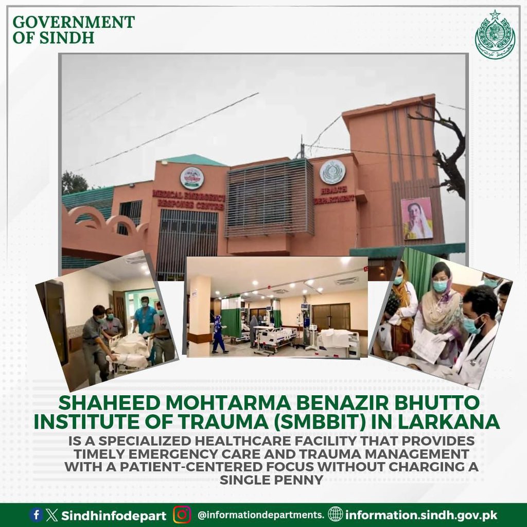 PerwaizParyal's tweet photo. The Pakistan Peoples Party continues its mission of serving the people.
The Shaheed Mohtarma Benazir Bhutto Trauma Center Larkana stands as a milestone initiative, providing modern healthcare services free of cost.
@BBhuttoZardari
#SMBBTraumaCenter https://t.co/Z0sunXo6Xb