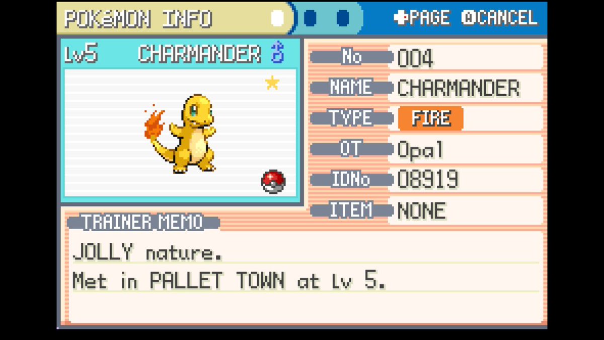 shiny Charmander in Fire Red after 2857 encounters! i can play the game!