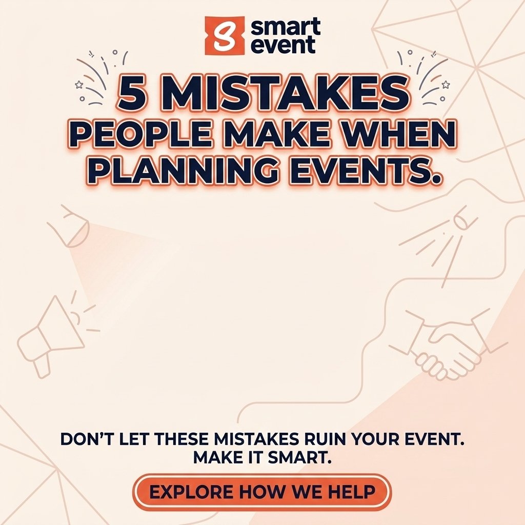 Smarteventshq's tweet photo. Planning an event? Avoid these mistakes 👇

Poor planning
Weak promotion
Ignoring your audience
Budget mistakes
Bad attendee experience

Great events don’t happen by chance.
Send us a DM 💬
#SmartEvent #EventTips #EventPlanning https://t.co/e3vVouurBS