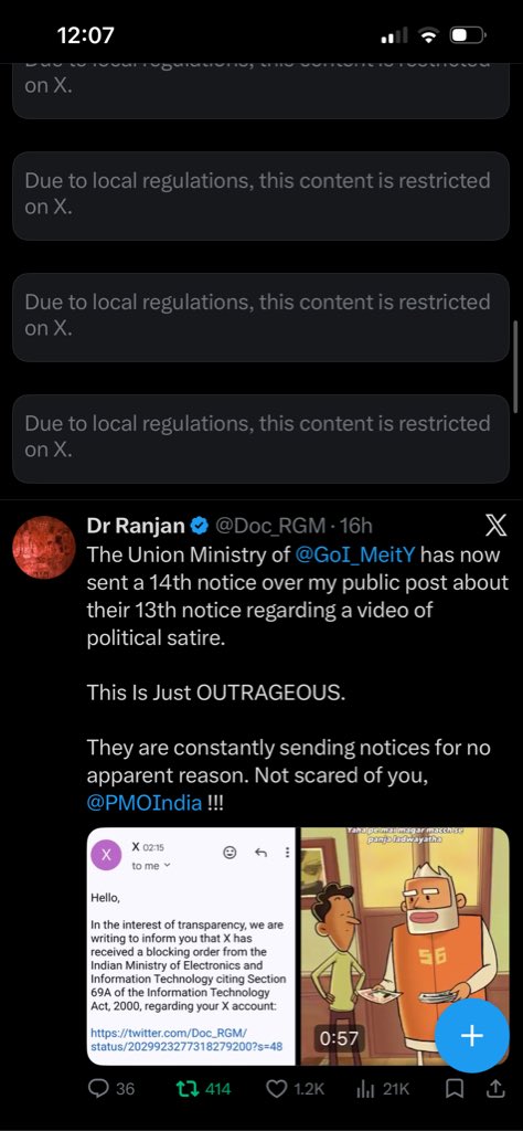 This is x nowdays… sad.

Sad for India, sad for freedom, sad for X, who said it’ll fight for freedom of speech and expression