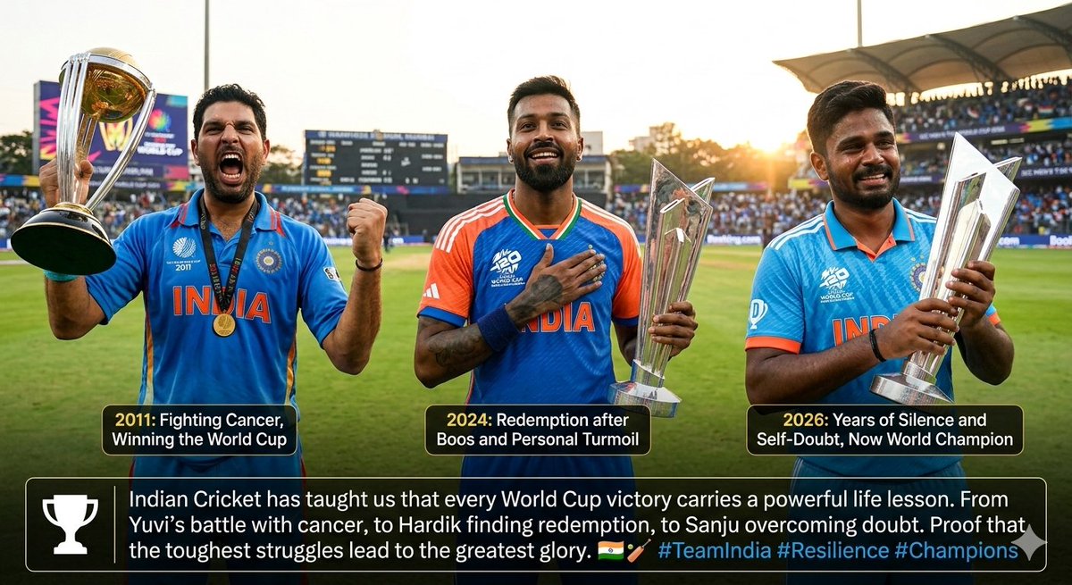 bkartz0207's tweet photo. Don’t just celebrate the win—learn from the struggle. 🇮🇳🙏 #TeamIndia #WorldCup #Resilience #SanjuSamson #HardikPandya #YuvrajSingh #ICCT20WorldCupfinal  @IamSanjuSamson @hardikpandya7 @YUVSTRONG12 https://t.co/DocLYdagFq