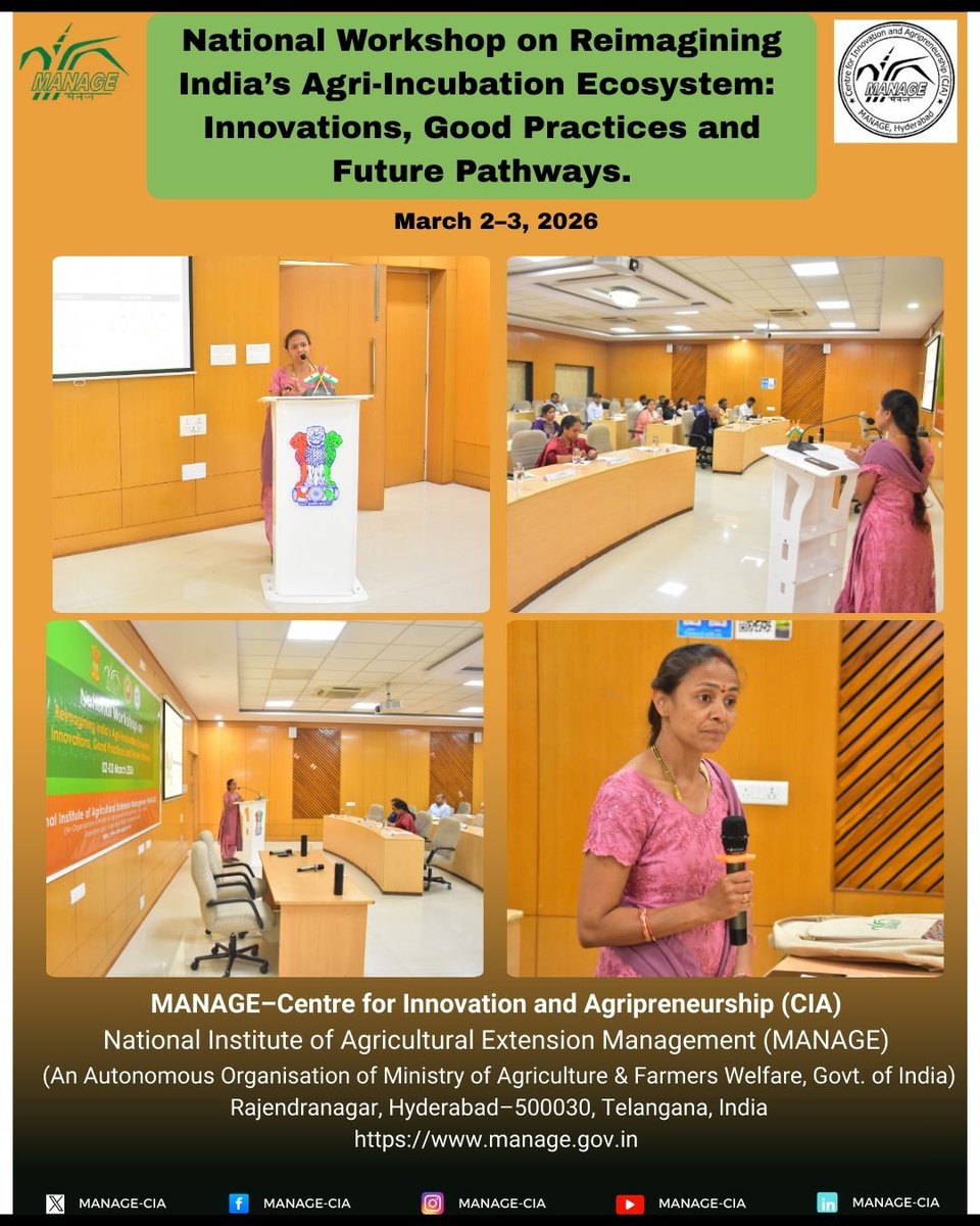 CiaManage's tweet image. 🌱 National Workshop Highlight | IKP Knowledge Park Ms. Rajeshwari shared IKP’s 25-year journey building a global innovation ecosystem at Genome Valley
 1800+ innovations supported
12,000+ innovators mentored
14,000+ jobs created
#MANAGECIA #NationalWorkshop #AgriIncubation